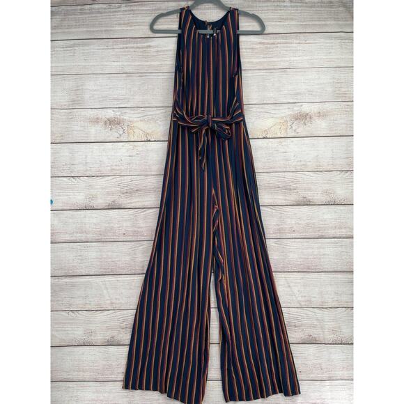 Plenty by Tracy Reese Striped Sleeveless Jumpsuit Women's XS Navy Blue/Red/Beige - Picture 1 of 7